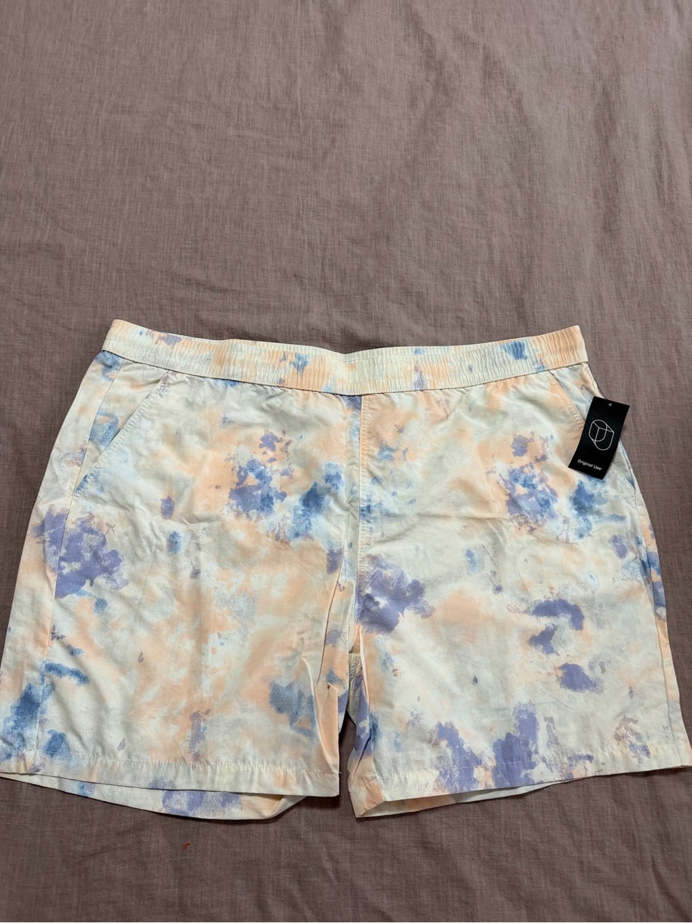 NWT Original Use Tie-Dye Swim Shorts in Blue & Peach Men’s XXL Summer Beach - Picture 2 of 9
